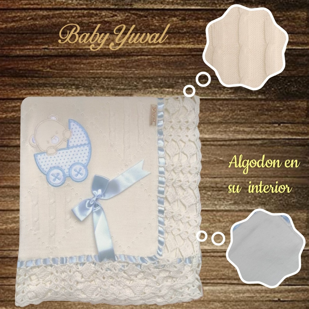 [MA092399] Manta de Hilo con Algodón Pima | Oso (Crema, 1)