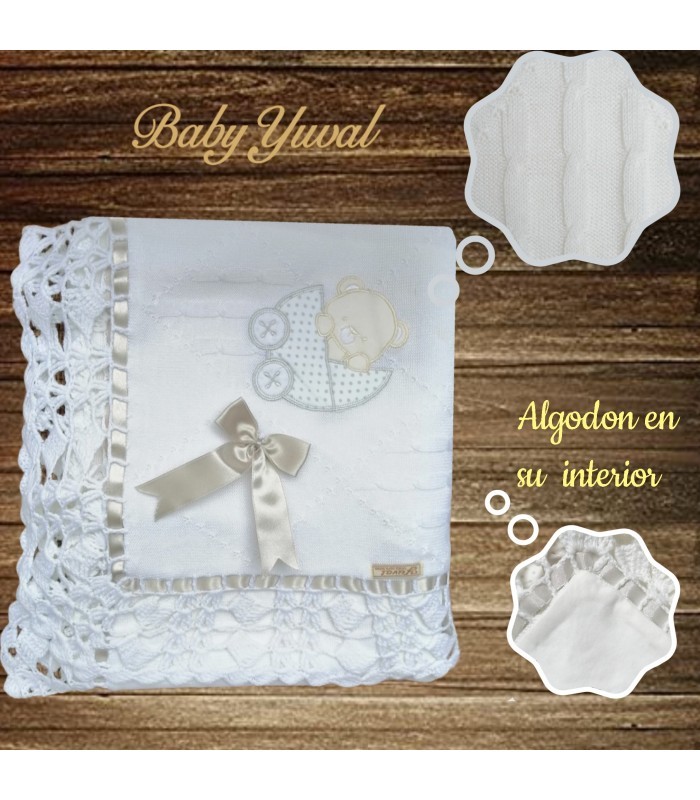 Manta de Hilo con Algodón Pima | Osito Coche Blanco