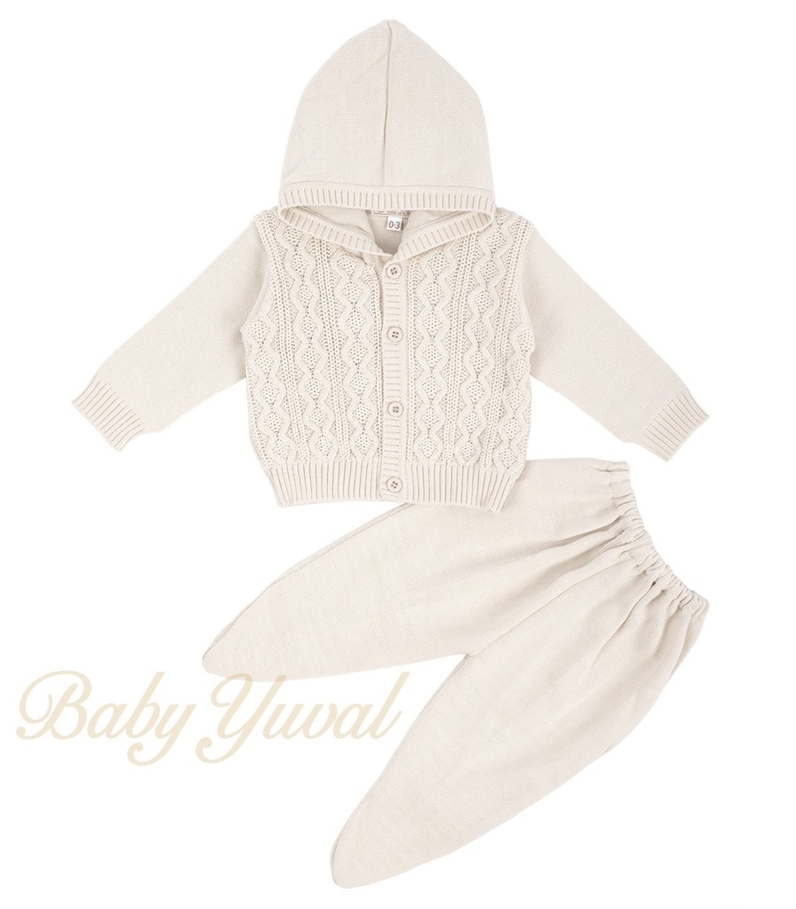Conjunto de Hilo Forrado Con Algodón | Bends Hood Beige
