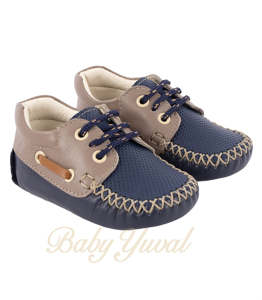 [CA097178] Calzado de 100% Cuero Pierre Azul con Beige | Línea Bebé (T18)
