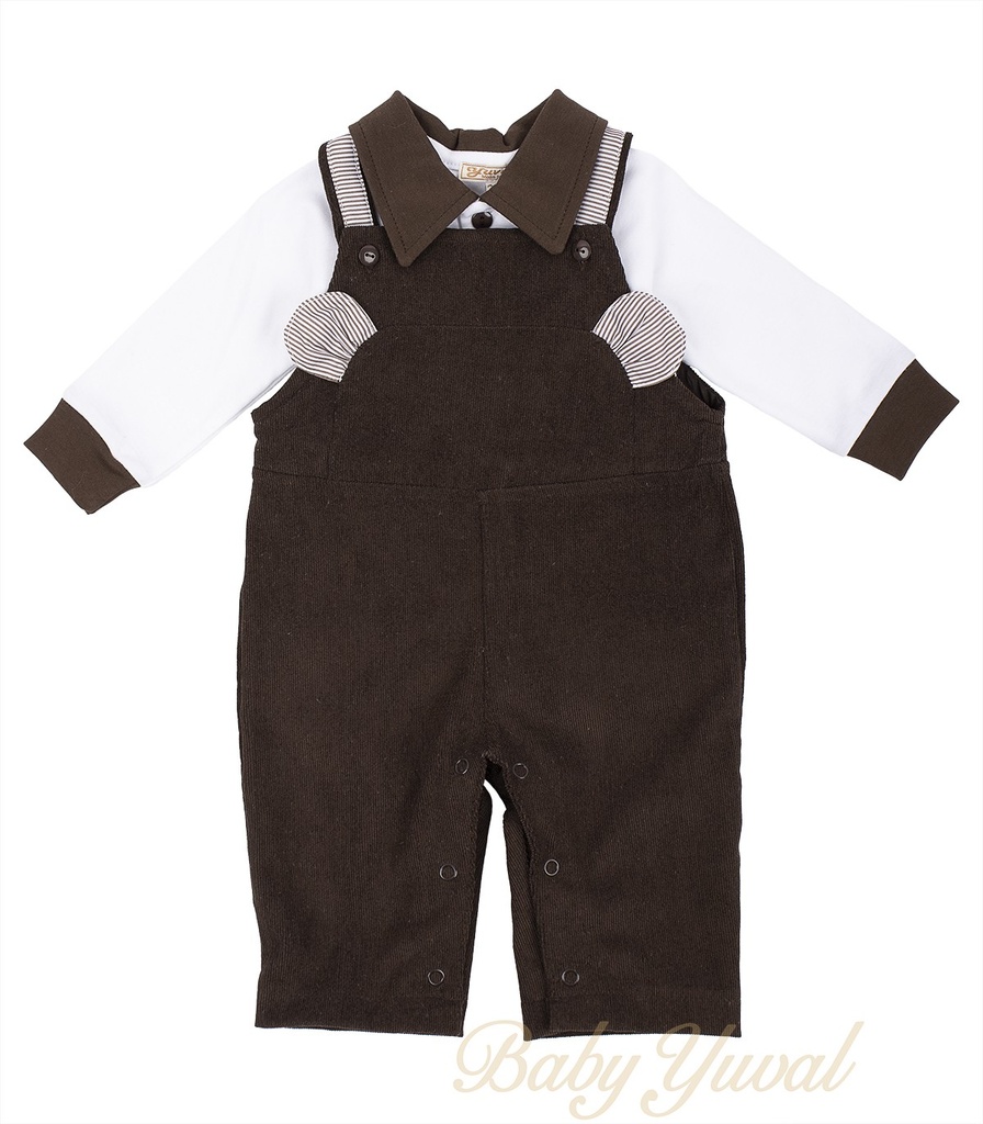 Set Overall y Polo Camisero de Algodón | Osito Marrón