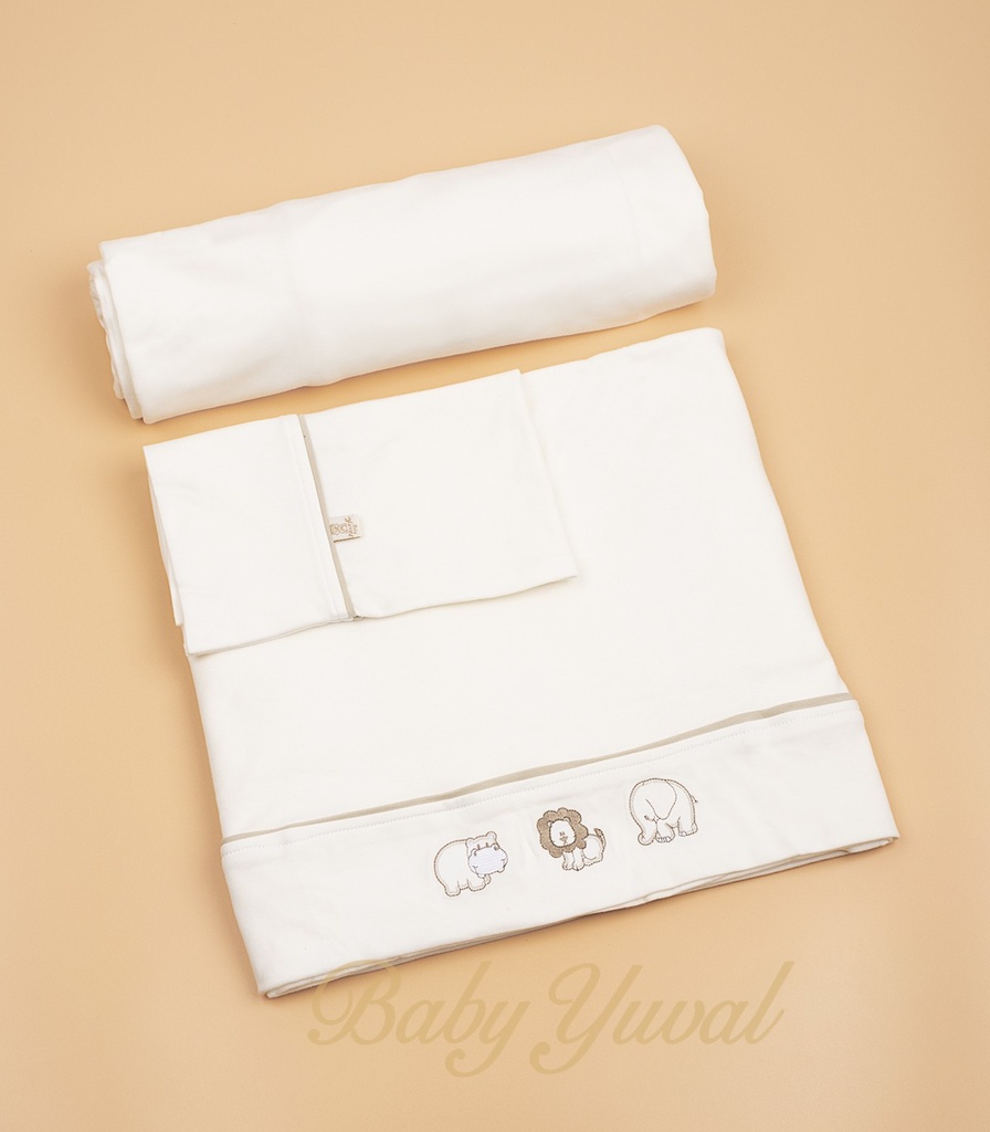Juego de Sábana Algodón Pima Cama Cuna | Safari Cream
