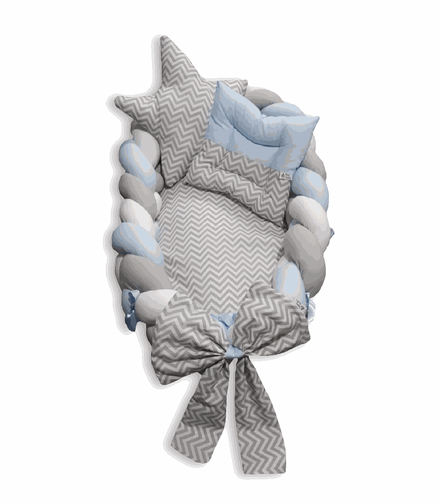 [NI097760] Nido Colecho Trenza Premium (Plomo, Filo Celeste)