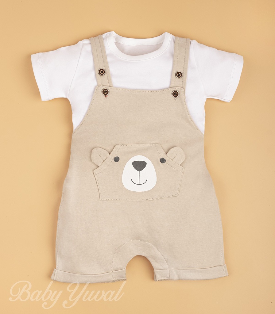 Set Overall y Polo de Algodón | Bear Beige