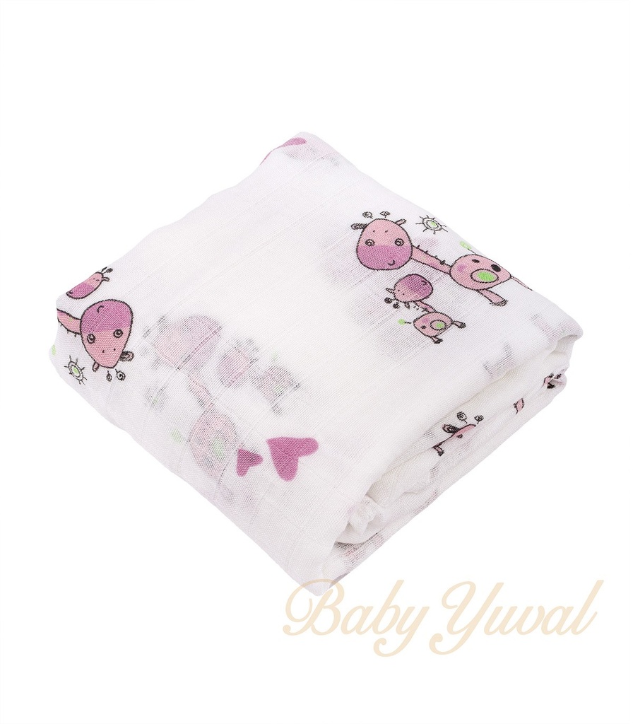 Manta Muselina Premium | Jirafas Rosadas