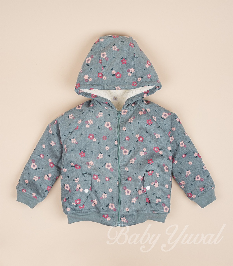 Casaca Corduroy | Teal Flowers