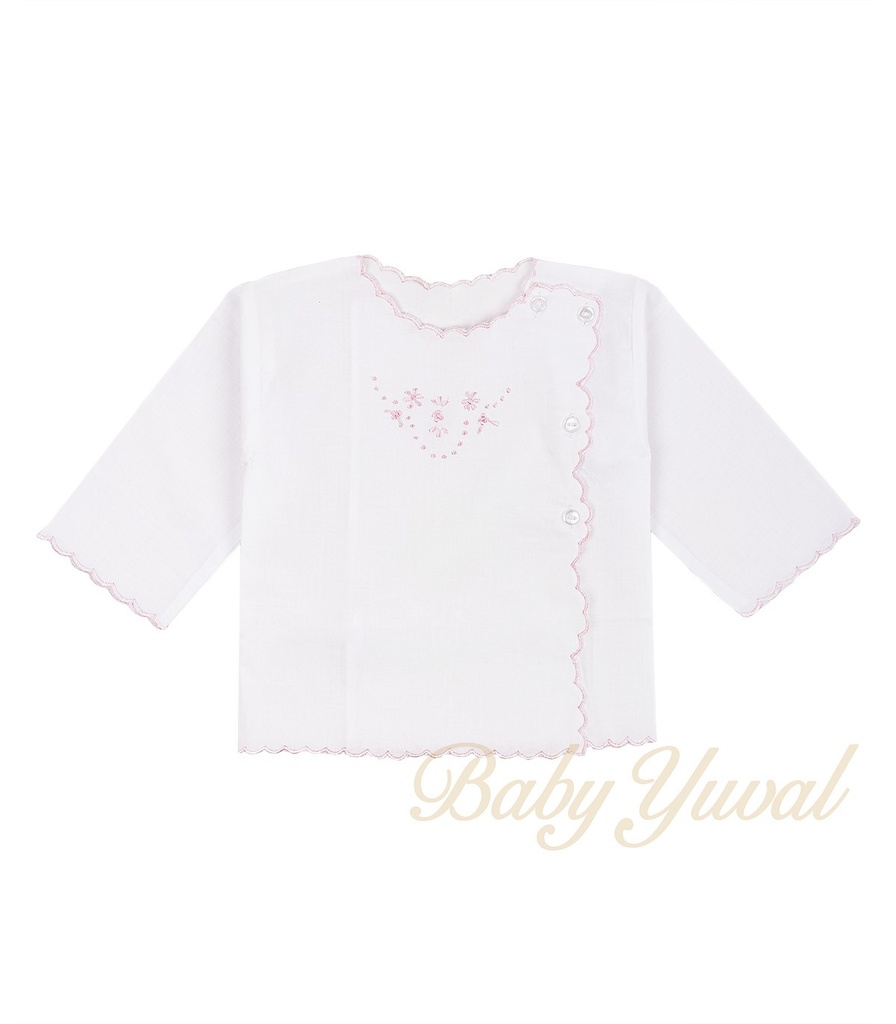 [CH0100437] Chaqueta de Nansú | Blanco con Rosado (Flores suaves, 3 a 6 meses)