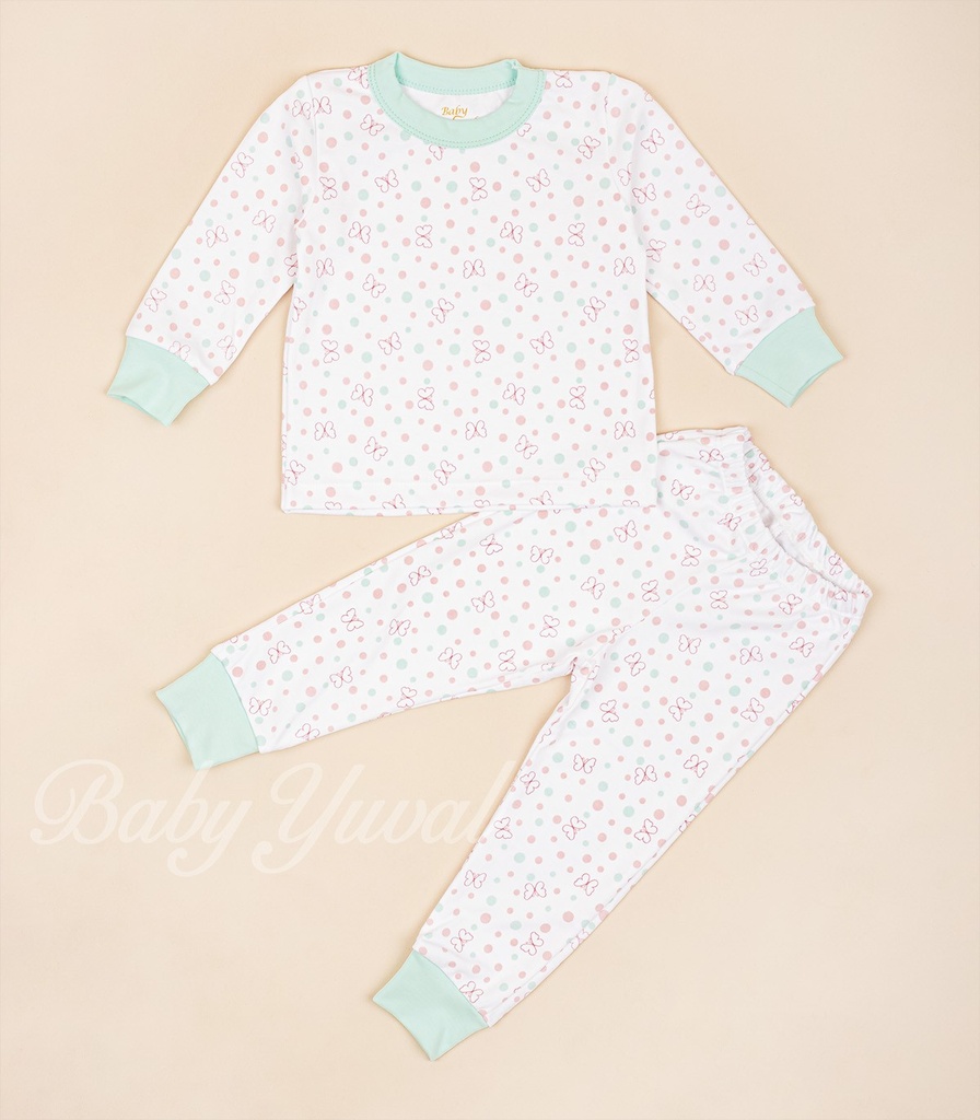 [PI0100367] Pijama de Algodón | Mariposas Green (12 a 18 meses)