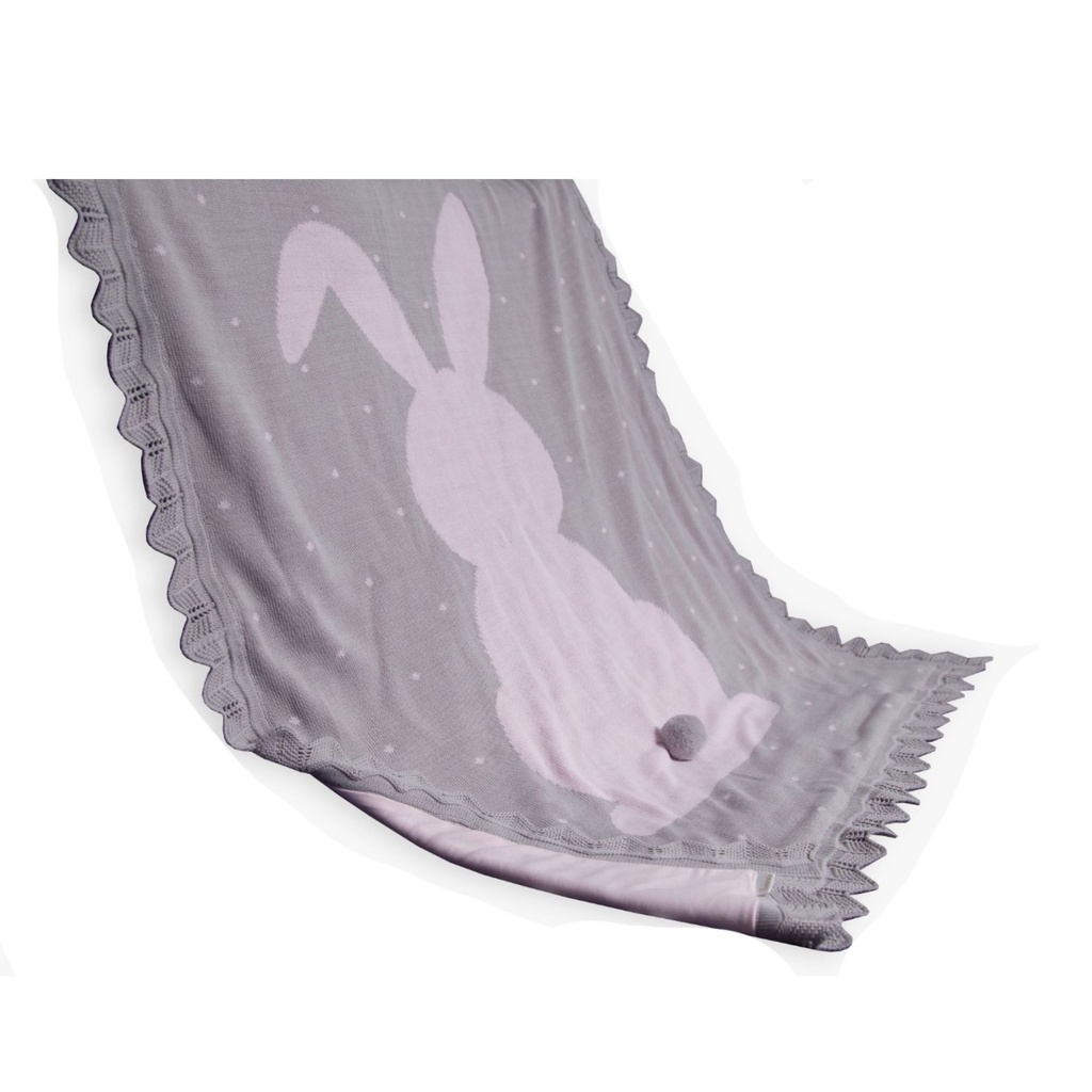 [CO010002] Manta de Hilo con Forro de Algodón Modelo Conejo (Plomo, 1)