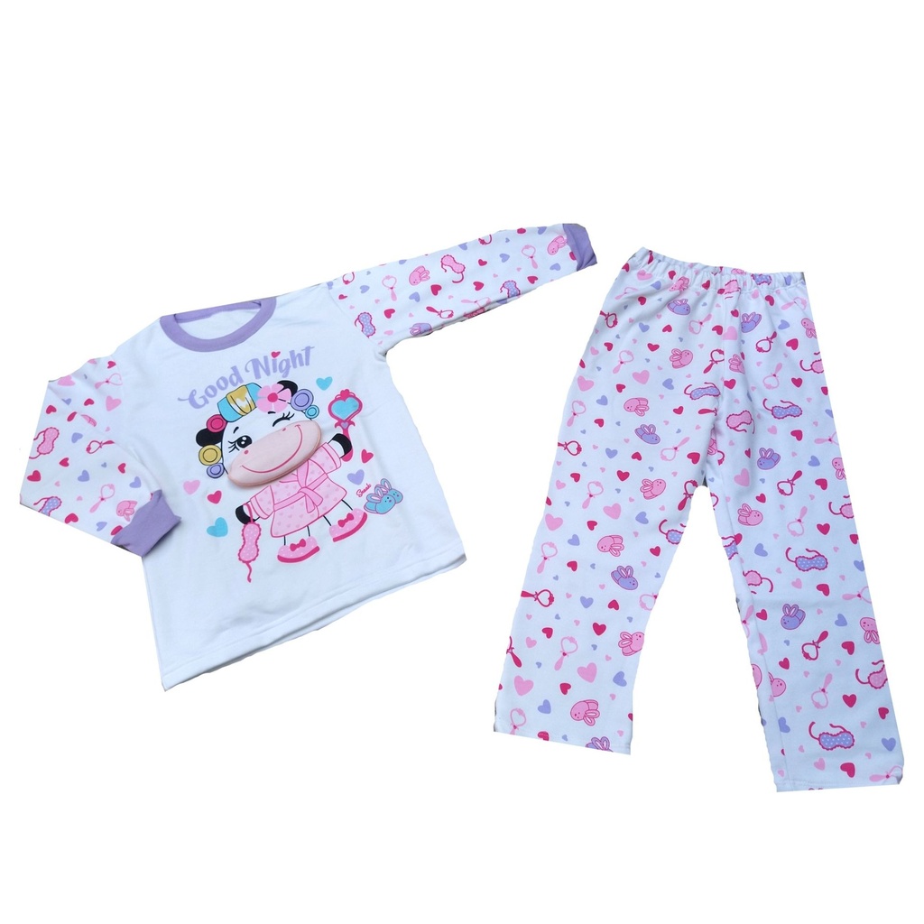 [PI093565] Pijama de Niña Franela | Vaquita (1, T8)