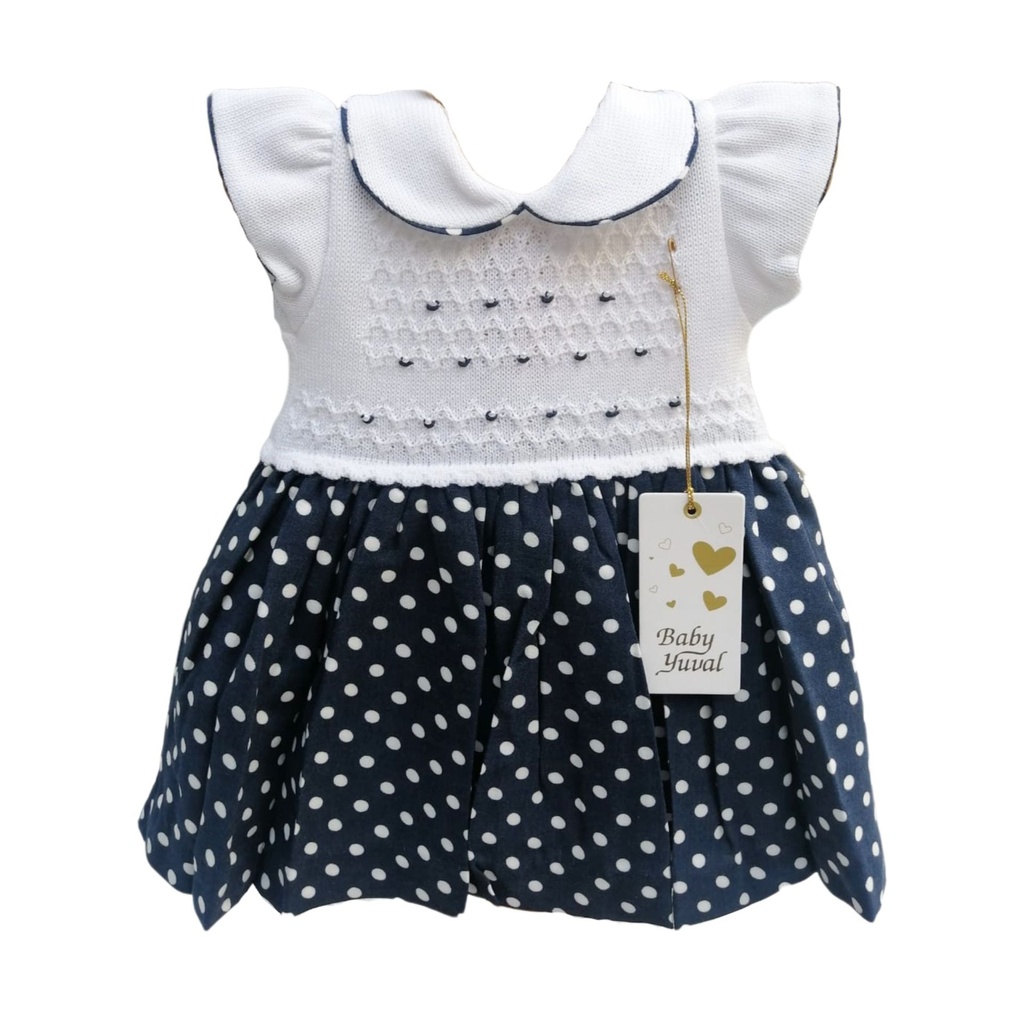 [VE097713] Vestido de Hilo con Tela Modelo Puntos (6 a 9 meses)