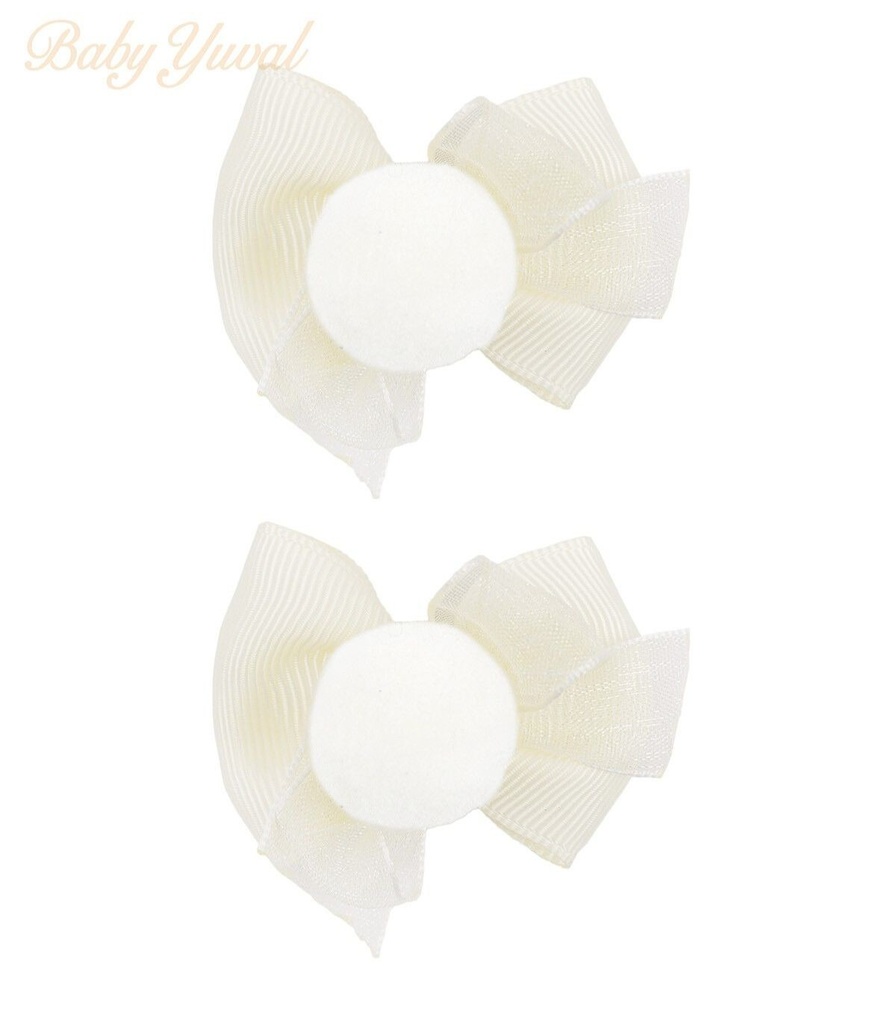 Gancho para Cabello | Pompón Crema - Blanco