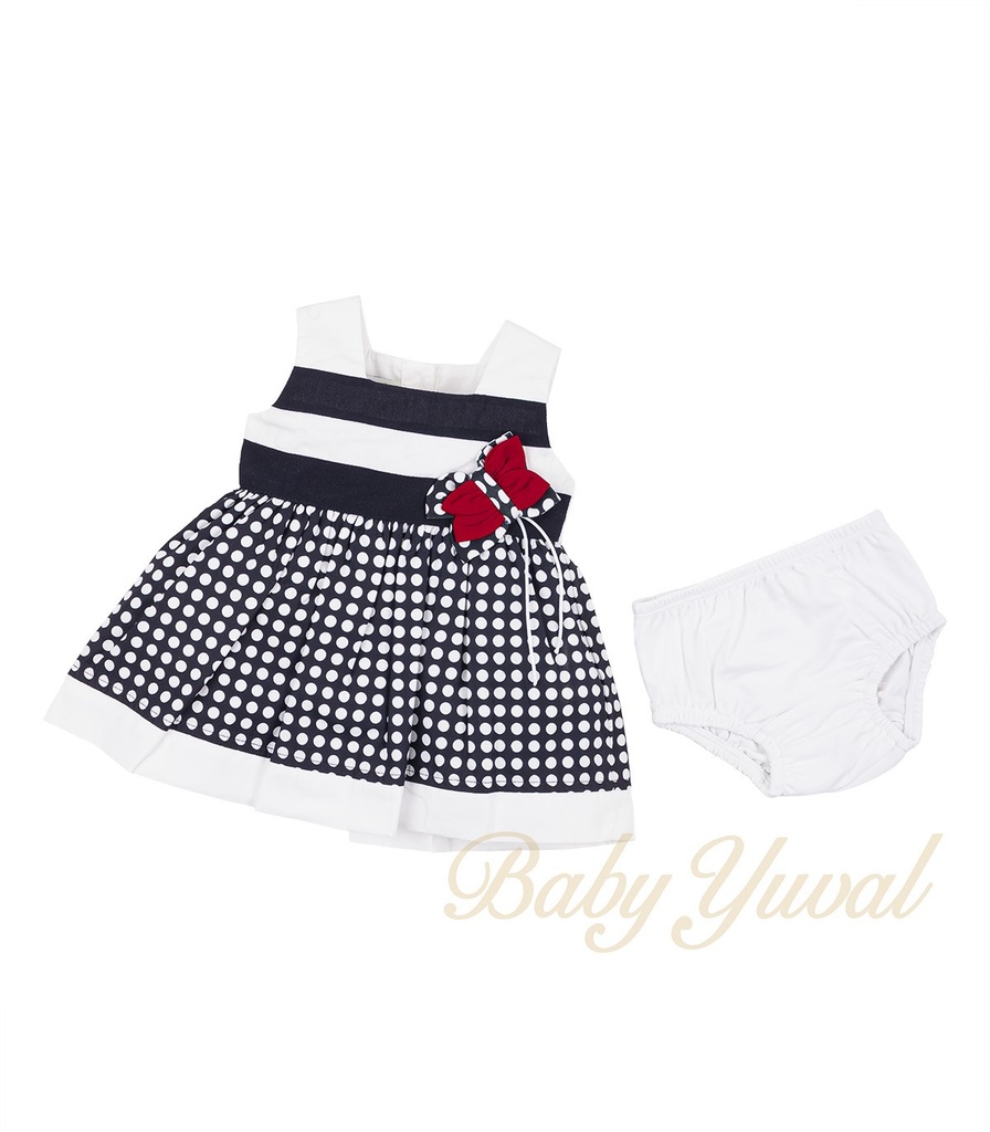 [VE097260] Vestido de Tela Carol (Azul marino, 12 a 18 meses)