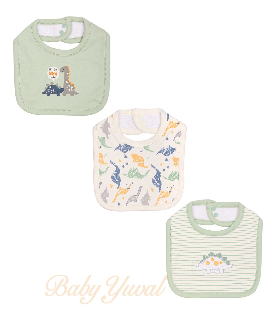 Tripack de Baberos con broche | Dino Green