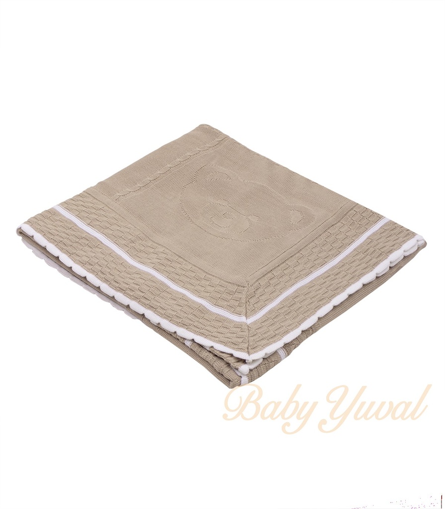 Manta Tejida de Hilo con Forro de 100% Algodón | Oso Beige