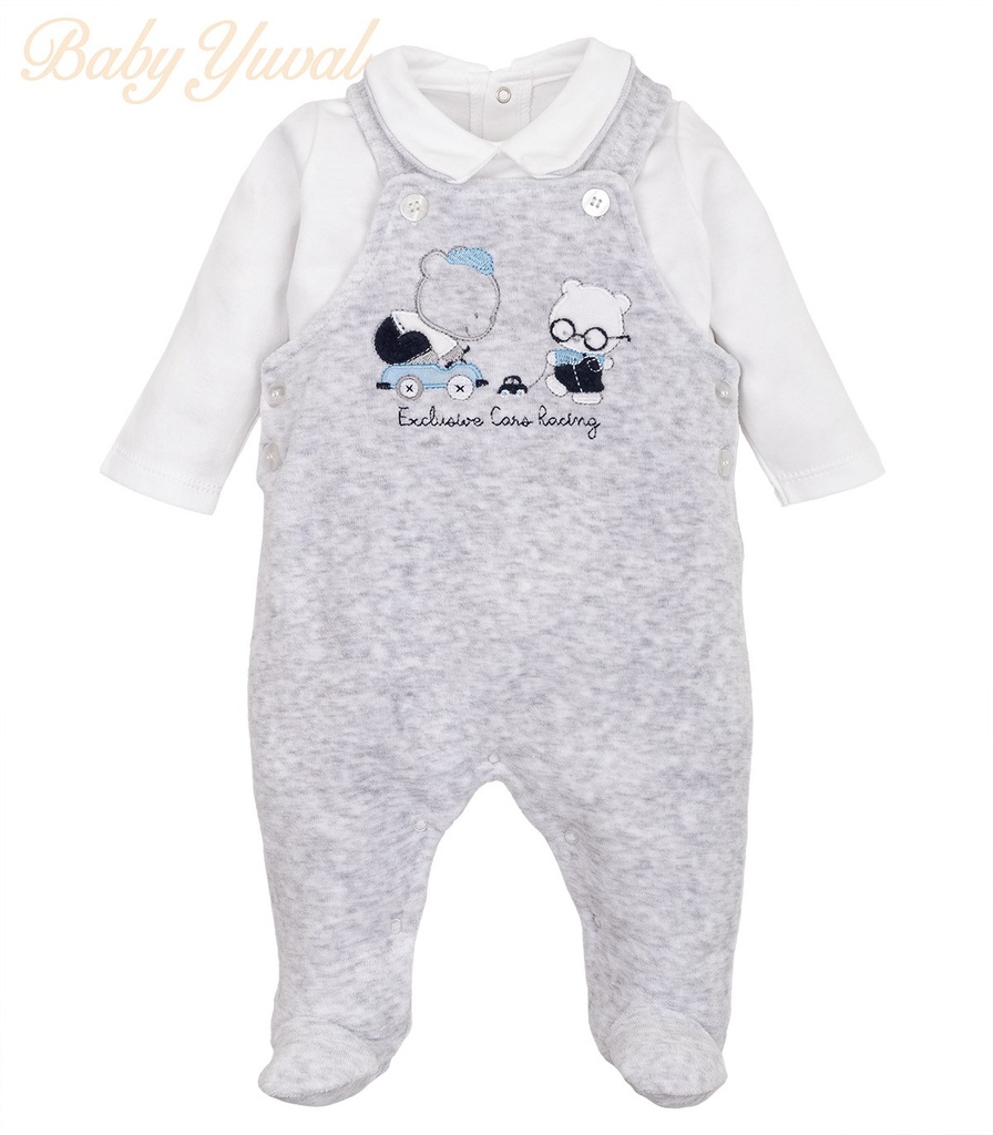 Set Overall Plush y Polo Algodón | Bear Grey