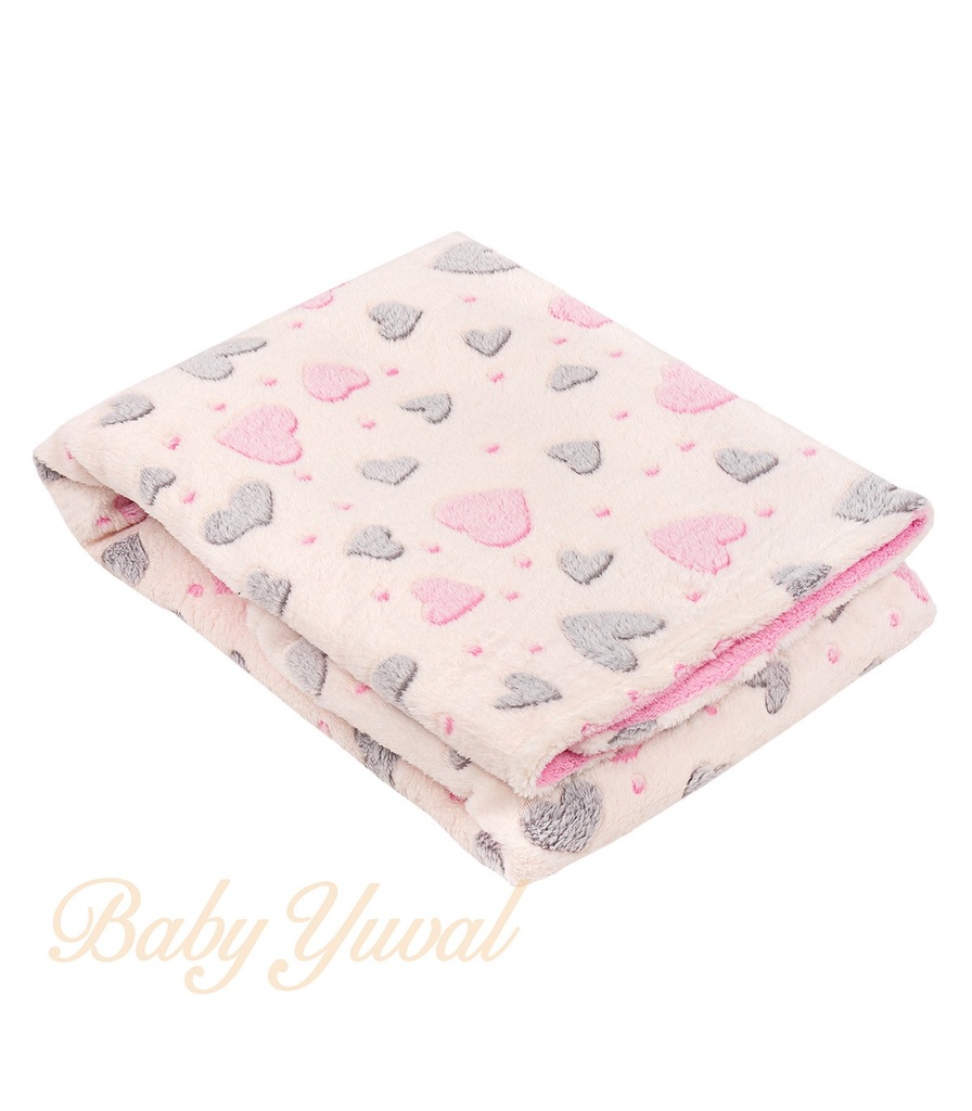Manta Plush Doble | Corazones Cream