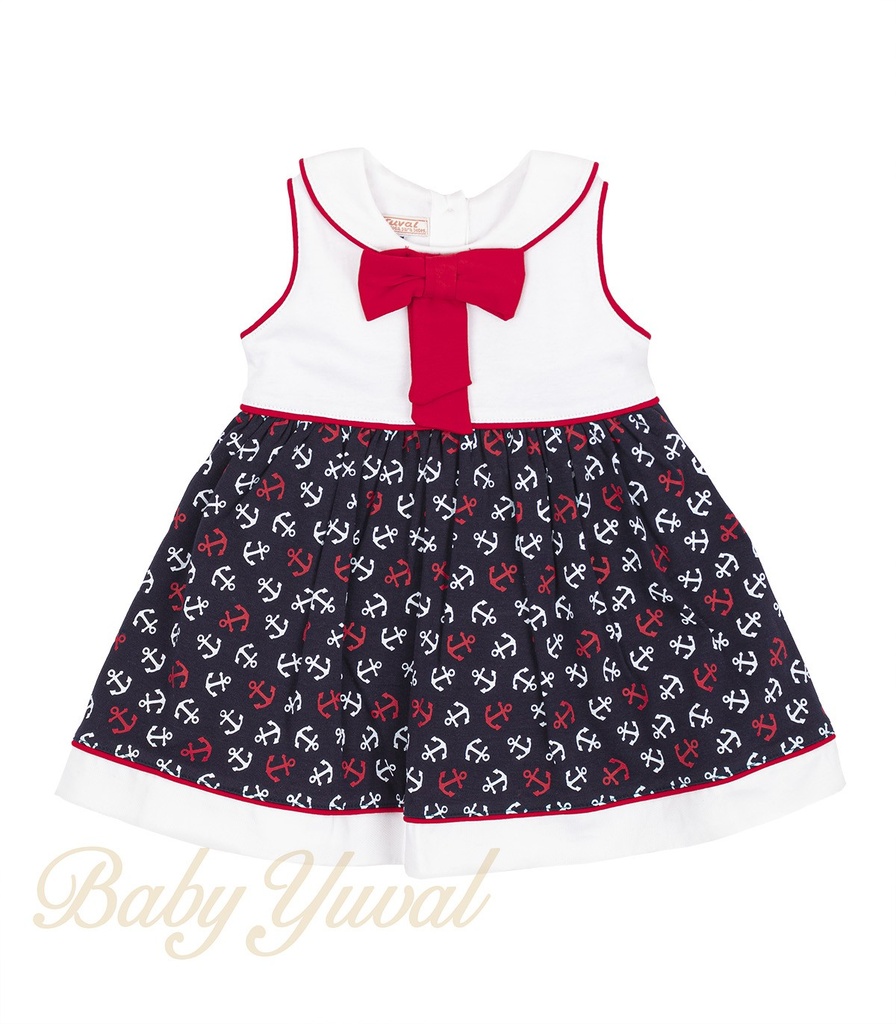 [VE096346] Vestido de Algodón Pima Marinera Anna | Con Yayita (Azul marino, 0 a 3 meses)