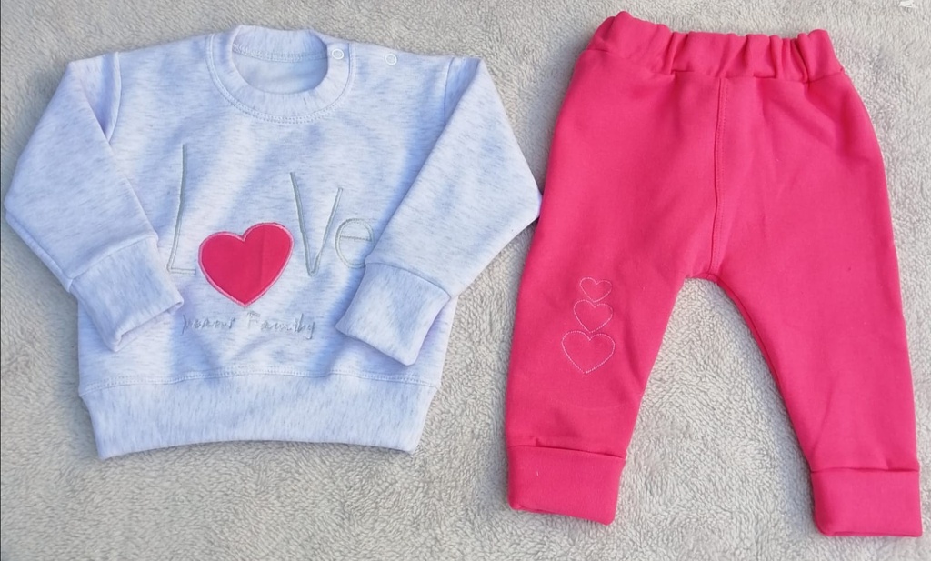 Conjunto de Franela Algodón | Corazón